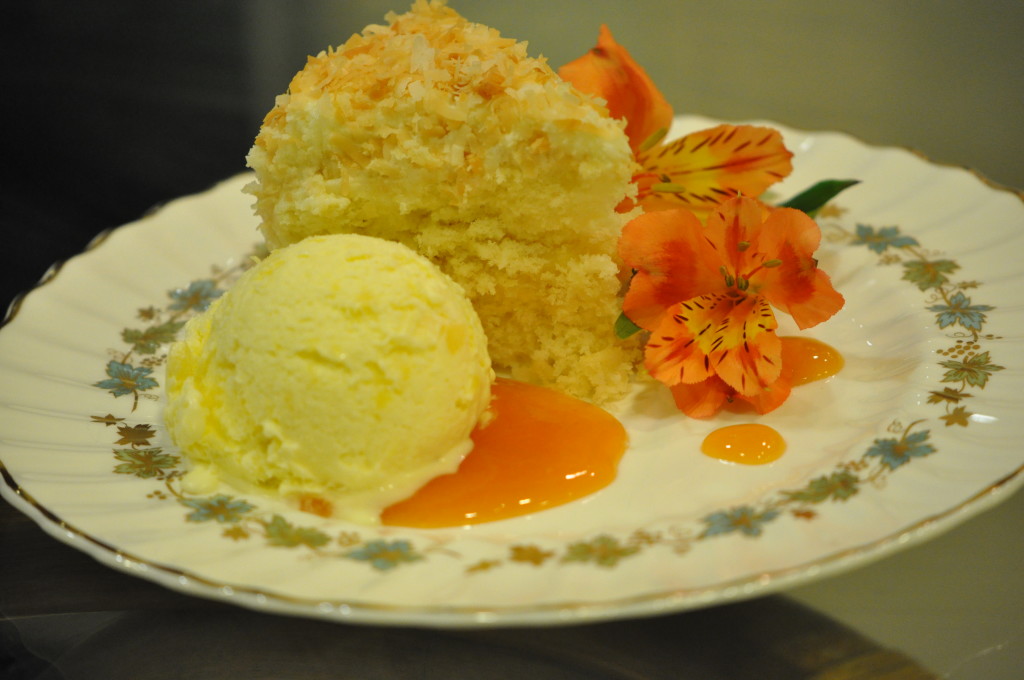 Coconut Cake with Pineapple Gelato