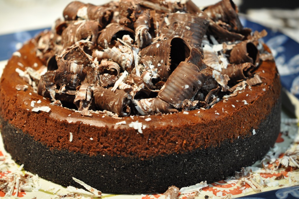 Chocolate Cheesecake Piled High With Chocolate Curls