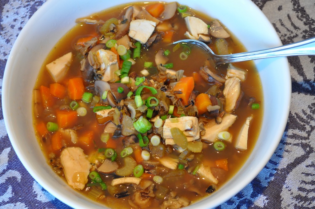 Wild Rice And Chicken Soup with Mushrooms