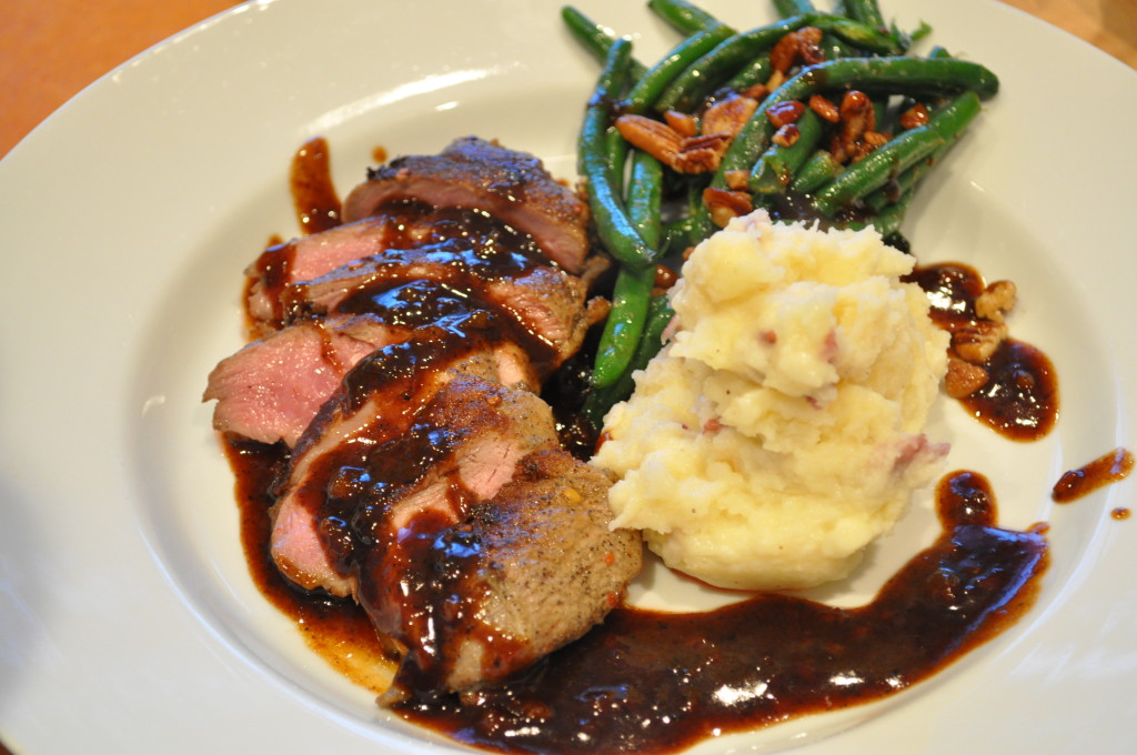 Sautéed Duck Breast with Haricot Vert and Smashed Potatoes