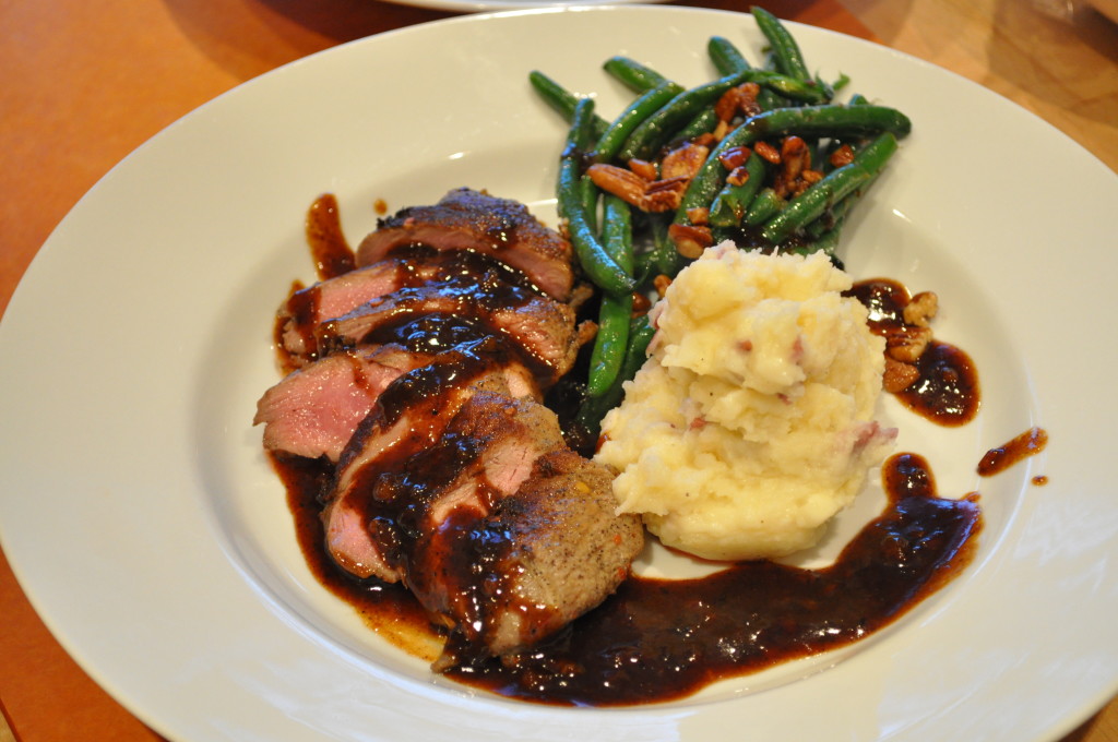 Sautéed Duck Breast with Haricot Vert and Smashed Potatoes