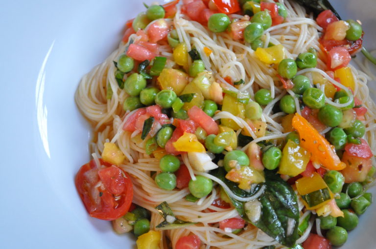 Angel Hair Pasta With Ripe Chopped Tomatoes And Fresh Basil 